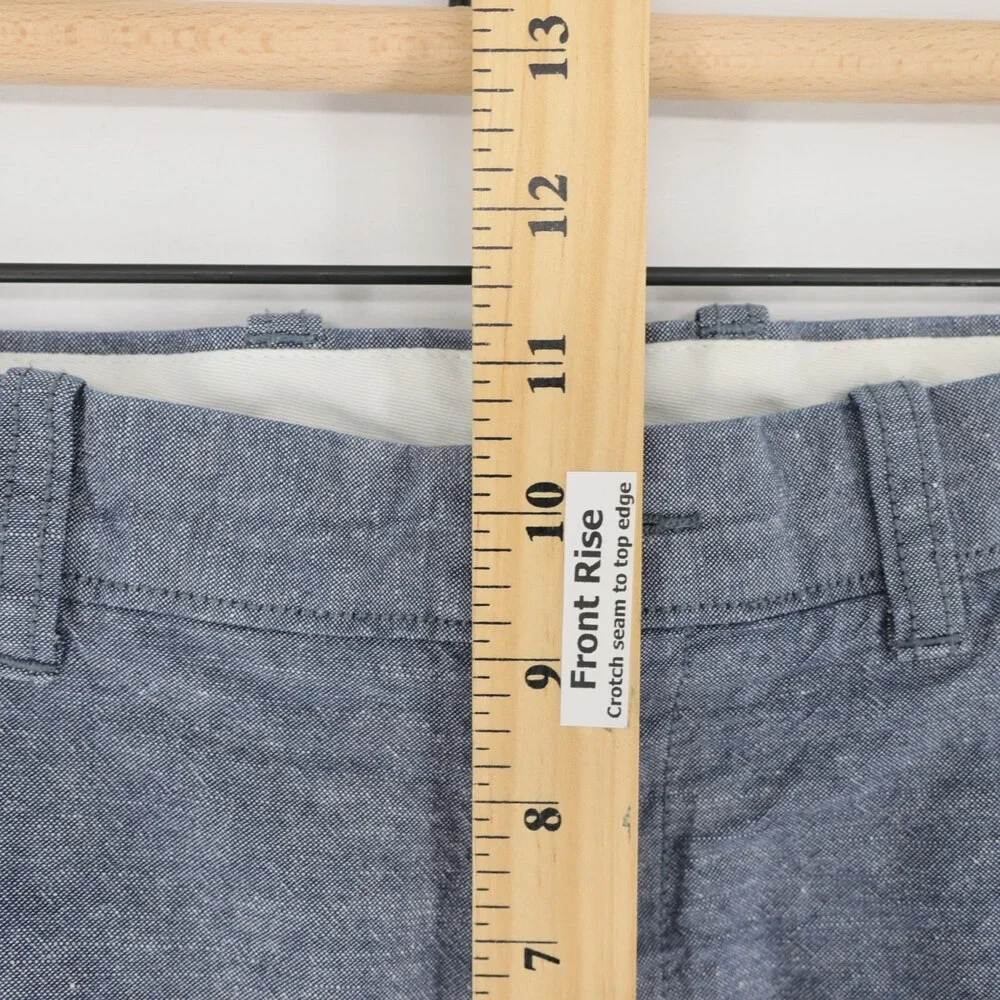J Crew 770 Pants Mens 33x32 Blue Chambray Cotton Linen Blend Urban Slim